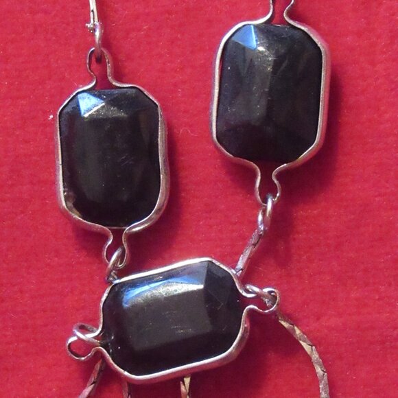 Whitby Jet necklace w/ Fools Gold inclusion, Silver accent, Pyrite, 925 - Picture 6 of 13